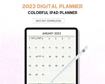 2023 Digital Planner Dated Monthly Calendar for Goodnotes |Digital Desk Calendar| Digital Planner for iPad |Monthly Planner|Colorful Planner