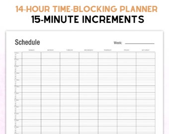 college student planner pdf Time Blocking Planner | 14 Hour Daily Planner with 15 Minute Increments | Printable Planner For Student & Teacher | Daily Time Block Planner