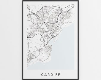 Cardiff Map Print - Minimal Cardiff Poster Art - Wales