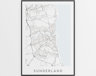 Sunderland Map Print - Minimal Sunderland Poster Art