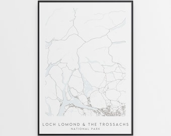 Loch Lomond & The Trossachs Map Print - Minimal National Park Poster Art