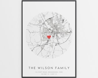 Family Home Map Print - Mother's Day Gift - Personalised Unique Present