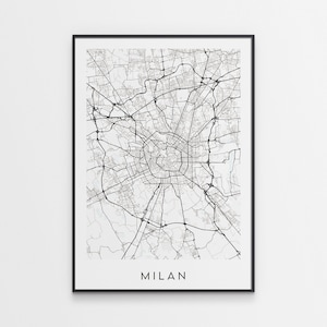 Milan Map Print - Minimal Milan Poster Art - Italy