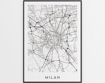 Milan Map Print - Minimal Milan Poster Art - Italy