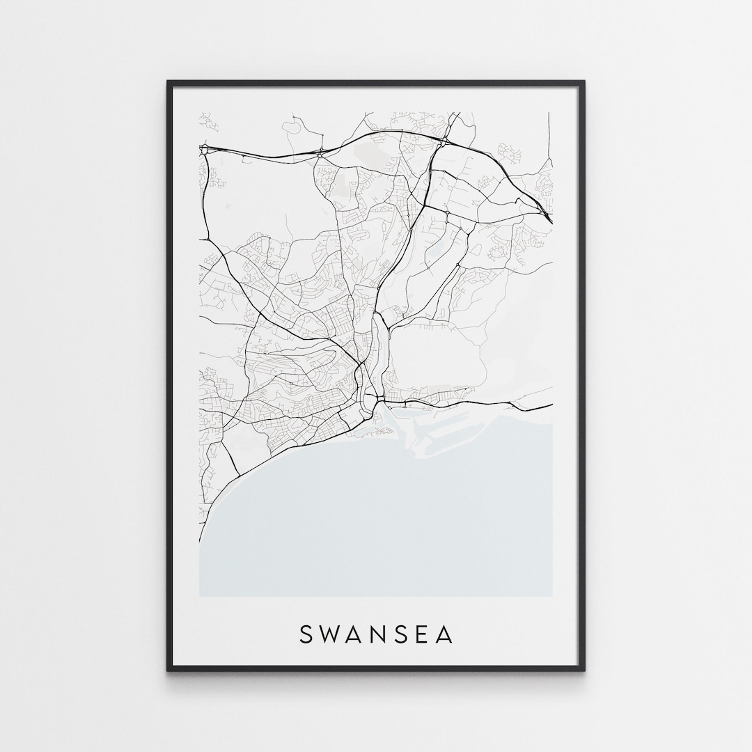 Swansea Map Print - Minimal Swansea Poster Art - Wales - Etsy UK