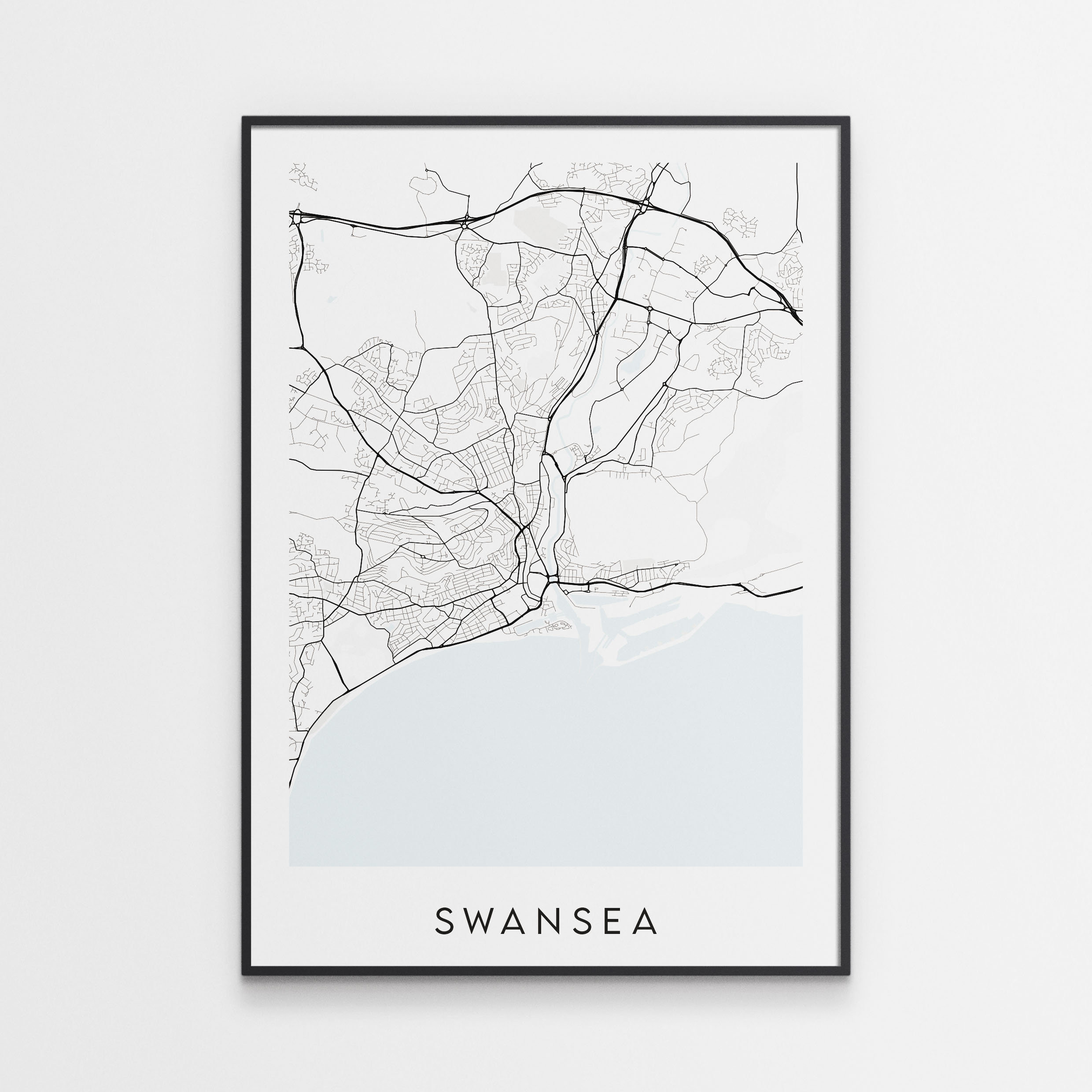 Swansea Map Print Minimal Swansea Poster Art Wales - Etsy UK