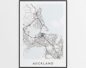 Auckland Map Print - Minimal Auckland Poster Art - New Zealand