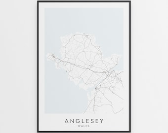 Anglesey Map Print - Minimal Anglesey Poster Art - Wales