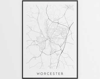 Worcester Map Print - Minimal Worcester Poster Art