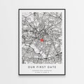 Our First Date Map Print - Valentine's Day Gift For Him or Her - Personalised & Unique