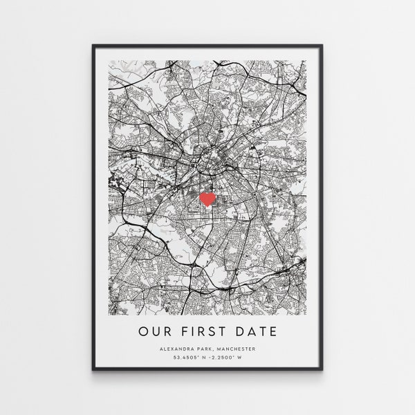 Our First Date Map Print - Valentine's Day Gift For Him or Her - Personalised & Unique