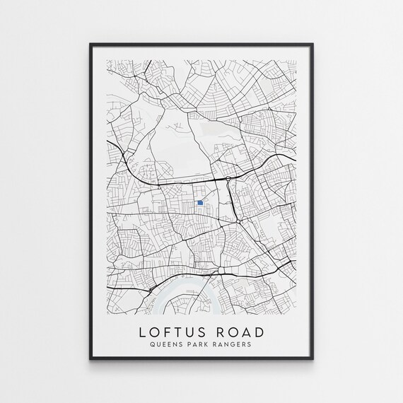 Queens Park Rangers Print - Loftus Road Stadium Football Poster Map