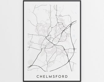 Chelmsford Map Print - Minimal Chelmsford Poster Art