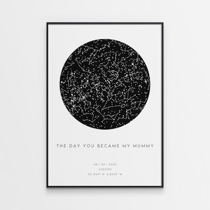 The Day You Became My Mummy Star Map Print - Mother's Day Gift - First Mother's Day Gift