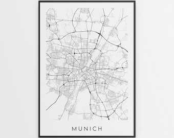 Munich Map Print - Minimal Munich Poster Art - Germany