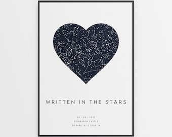 Written In The Stars - Valentine's Day Gift To Remember a Special Moment In Time - Personalised For Him or Her