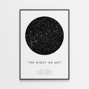 Custom Star Map Print - Night We Met - Anniversary Gift Romantic - Night Sky Constellation Print Personalised