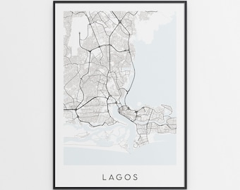 Lagos Map Print - Minimal Lagos Poster Art - Nigeria