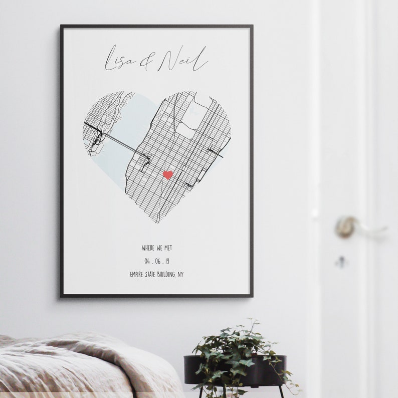 Custom map print of where you met