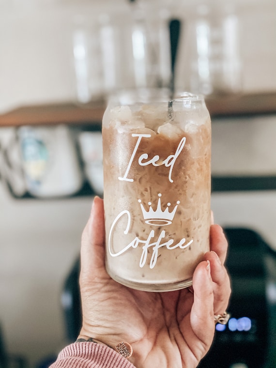 Beer Can Glass, Iced Coffee Glass, Iced Coffee Cup, Beer Shaped Glass, Clear  Coffee Mug, Simplistic Coffee Mug, Bachelorette, Wedding 