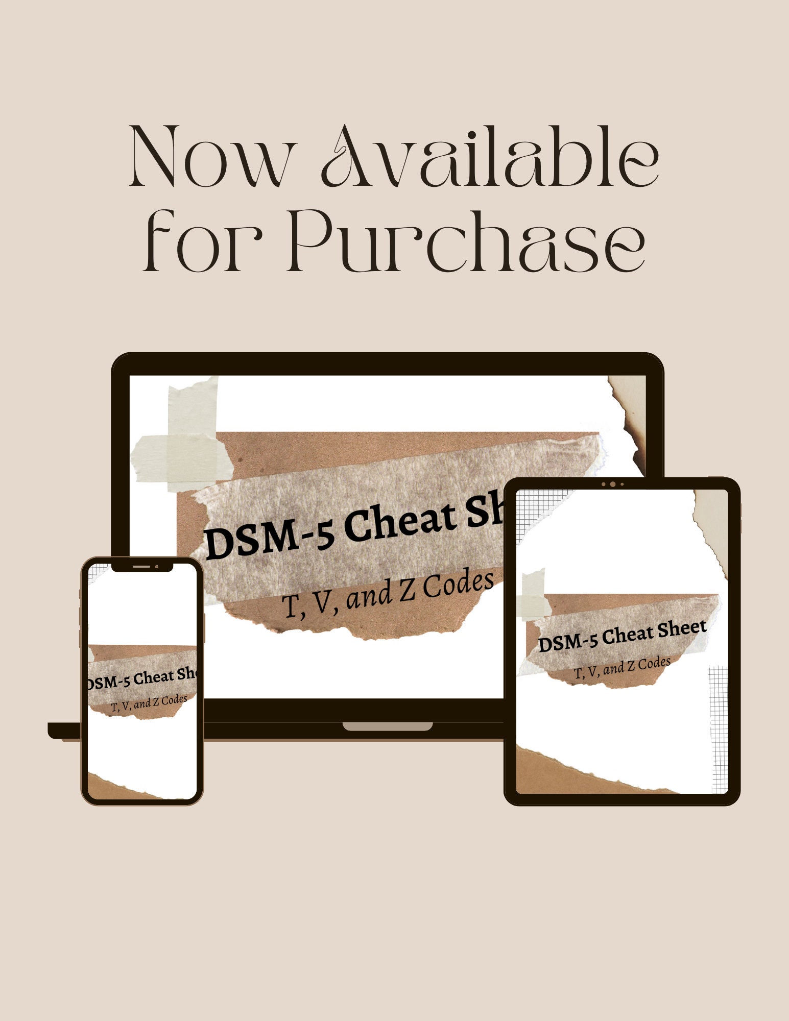 Dsm 5 t v and z codes cheat sheet digital download printable