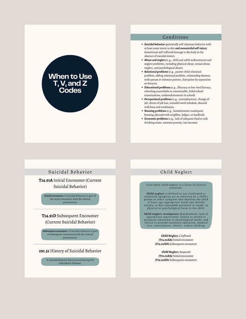 Dsm 5 tr t v and z codes cheat sheet digital download printable