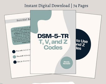 DSM-5-TR T, V, and Z Codes Cheat Sheet | Digital Download | Printable | Counseling | Social Work | Clinical Mental Health | Therapy