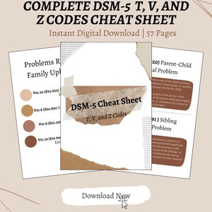 DSM-5 T, V, and Z Codes Cheat Sheet | Digital Download | Printable | Counseling | Social Work | Clinical Mental Health | Therapy
