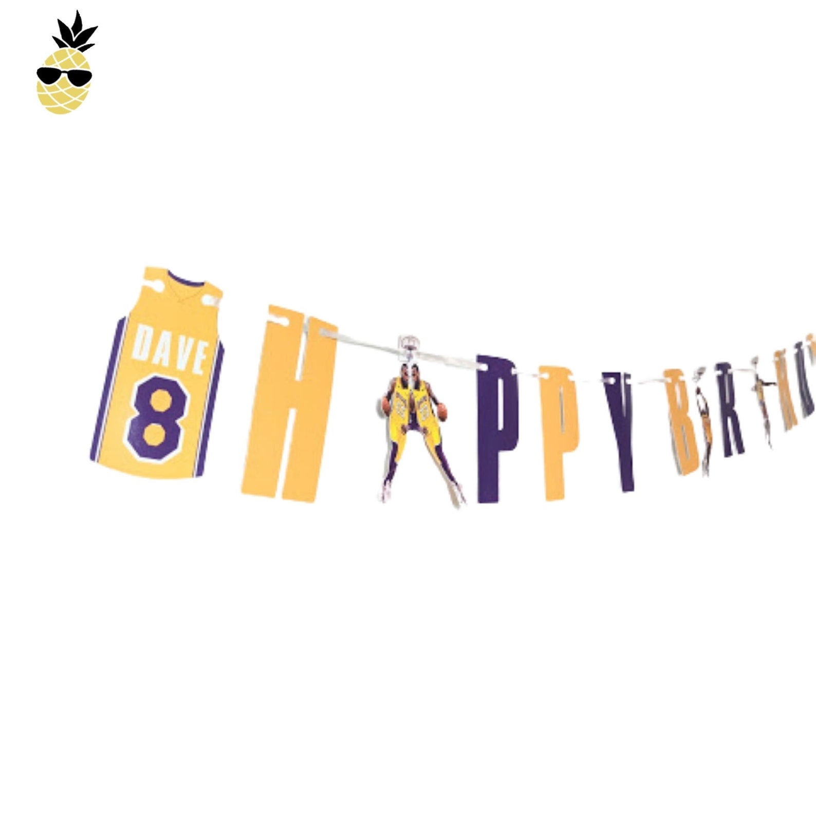 Lakers theme Happy Birthday banner Lakers party Custom | Etsy