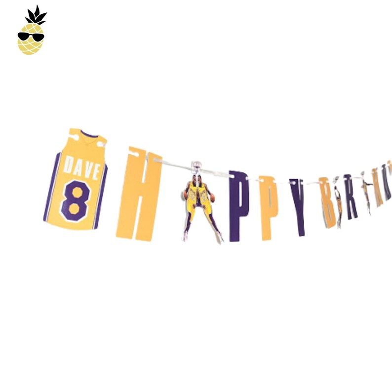Lakers theme Happy Birthday banner Lakers party Custom | Etsy