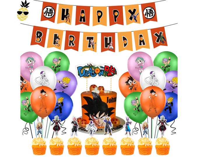 Dragon Ball Z Birthday Decoration Pack Banner Balloons Etsy
