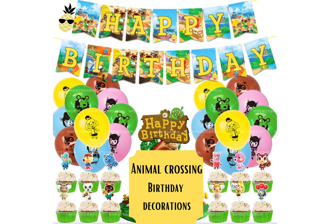 Animal Crossing Birthday Decoration Pack Birthday Banner Etsy