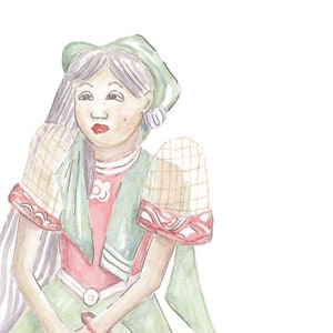Bayanihan Princess Doll - cartolina illustrata a mano