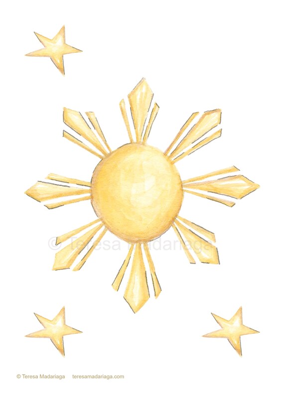 Araw Bituwin Sun Stars of the Philippines Flag - Etsy