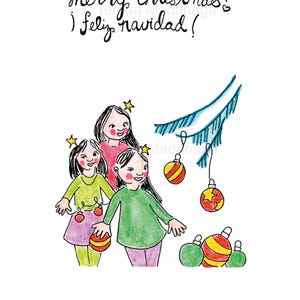 Adorno navideño con forma de bola: postal navideña ilustrada a mano