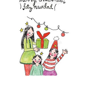 Luces navideñas: postal navideña ilustrada a mano