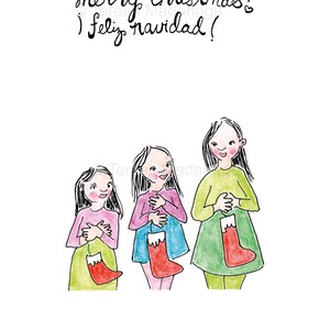 Medias navideñas: postal navideña ilustrada a mano