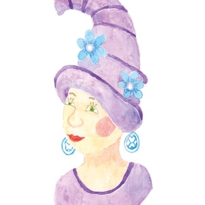Portrait de Mari Domingi - Mère Noël basque - carte postale illustrée à la main