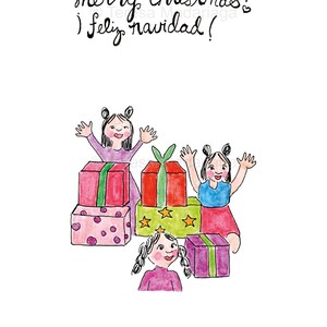 Cajas de regalo navideñas: postal navideña ilustrada a mano