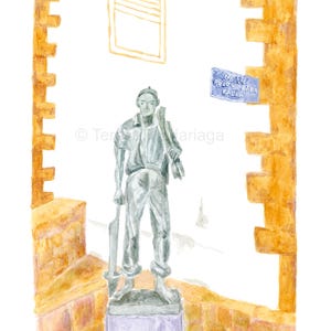 Postal ilustrada a mano de Pescador