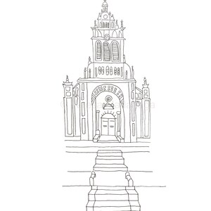 Basílica de Nuestra Señora de Begoña - Begoñako Basilika - Bilbao Bizkaia Espanha - cartão postal ilustrado à mão