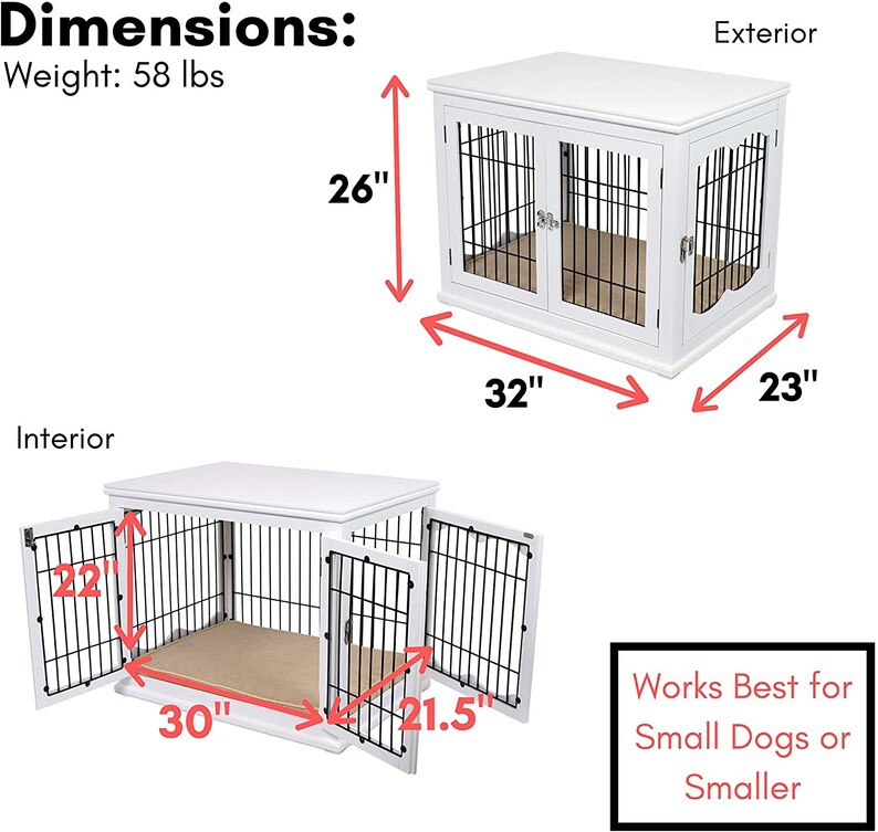 Decorative Dog Kennel with Pet Bed Small Dog Double Door Etsy