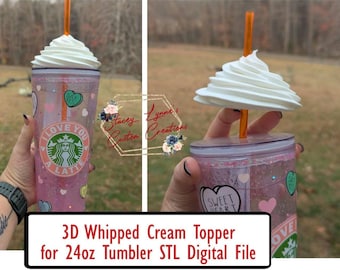 3D Print Whipped Cream Topper STL Digital File for 24oz Tumbler