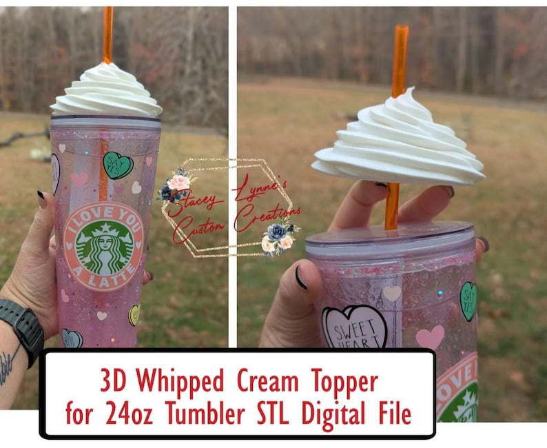 3D Print Whipped Cream Topper STL Digital File for 24oz Tumbler image 1