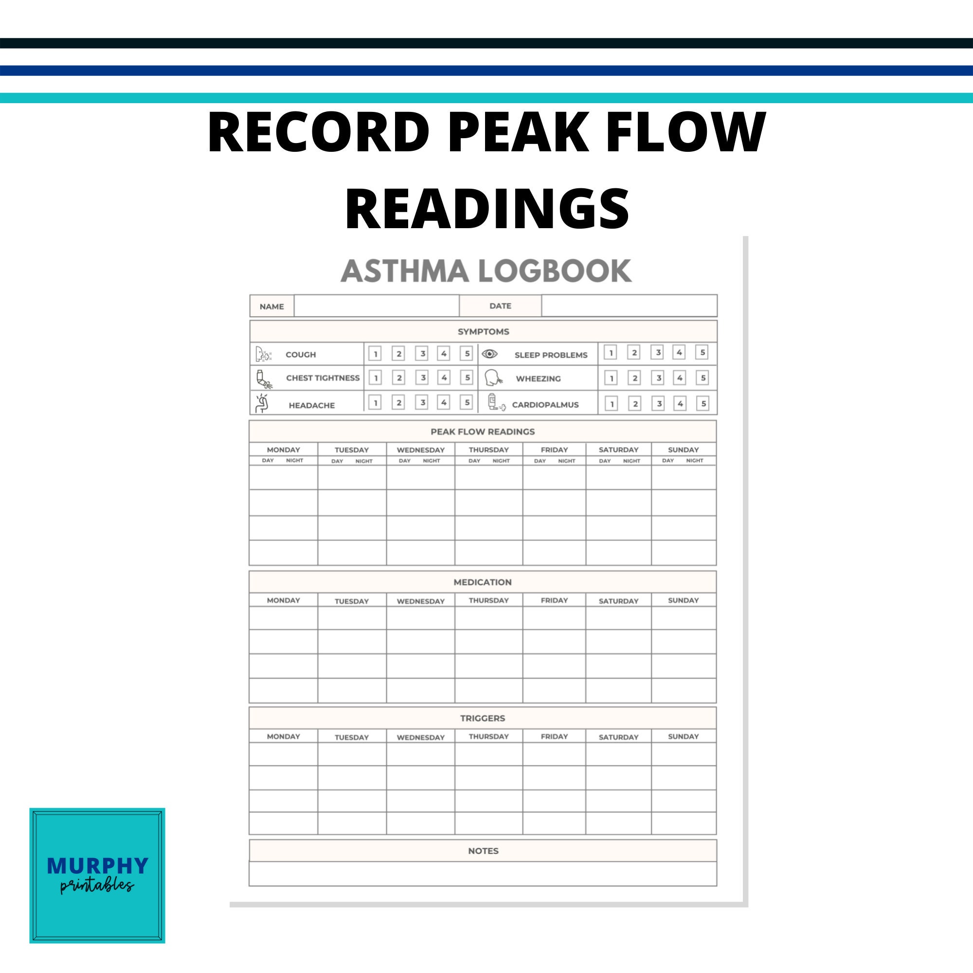 Printable Asthma Planner, Asthma Tracker, Asthma Journal, Asthma