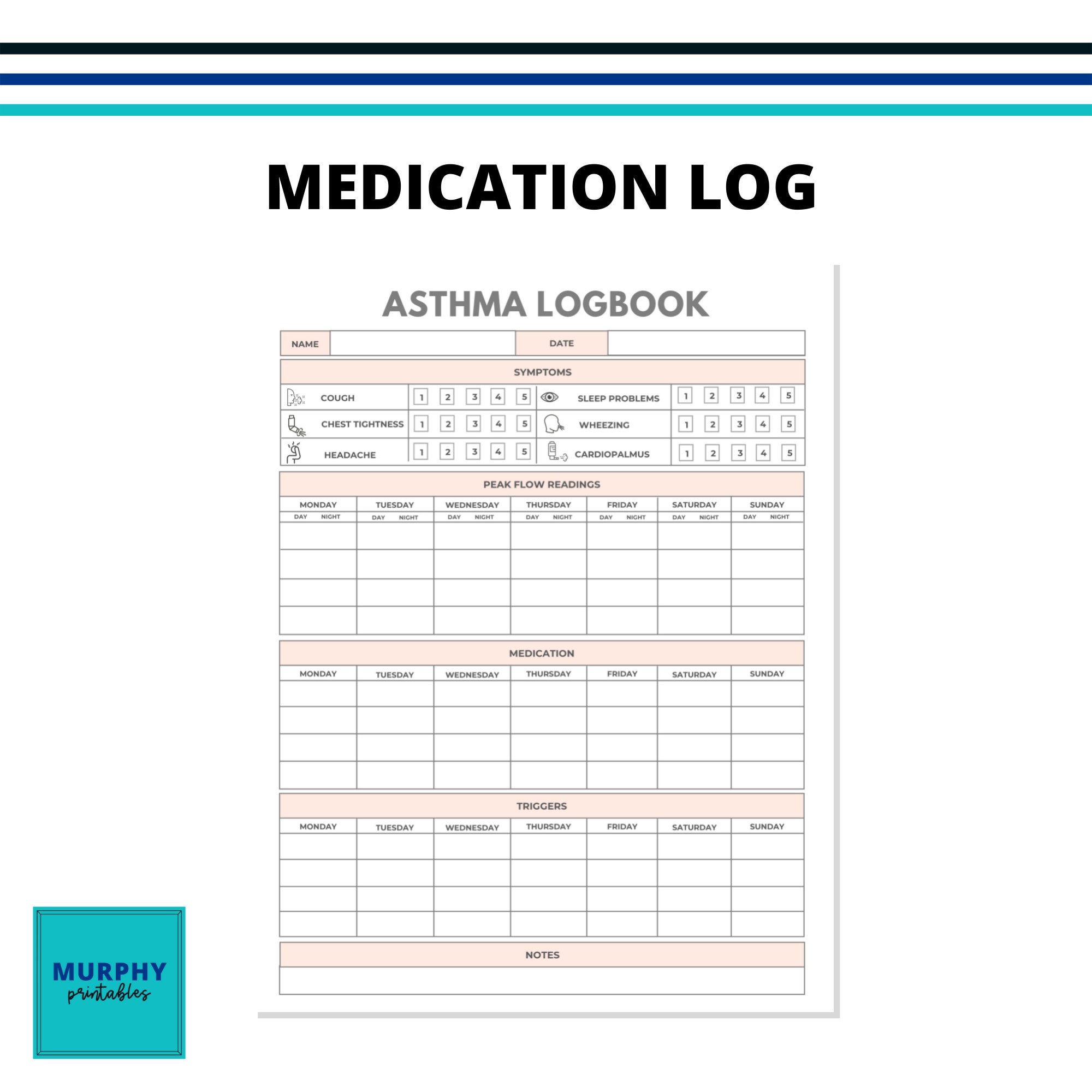 Printable Asthma Planner, Asthma Tracker, Asthma Journal, Asthma ...