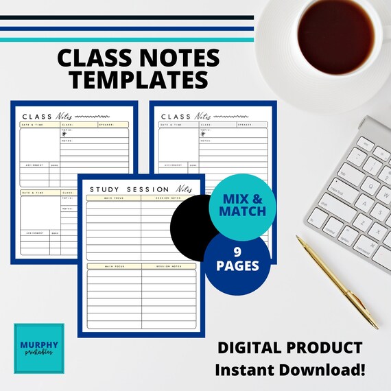 Printable Note Pages Class Note Template Study Guide - Etsy