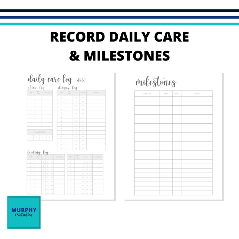 Newborn Planner for New Moms Printable Planner Sheets Daily Baby Care