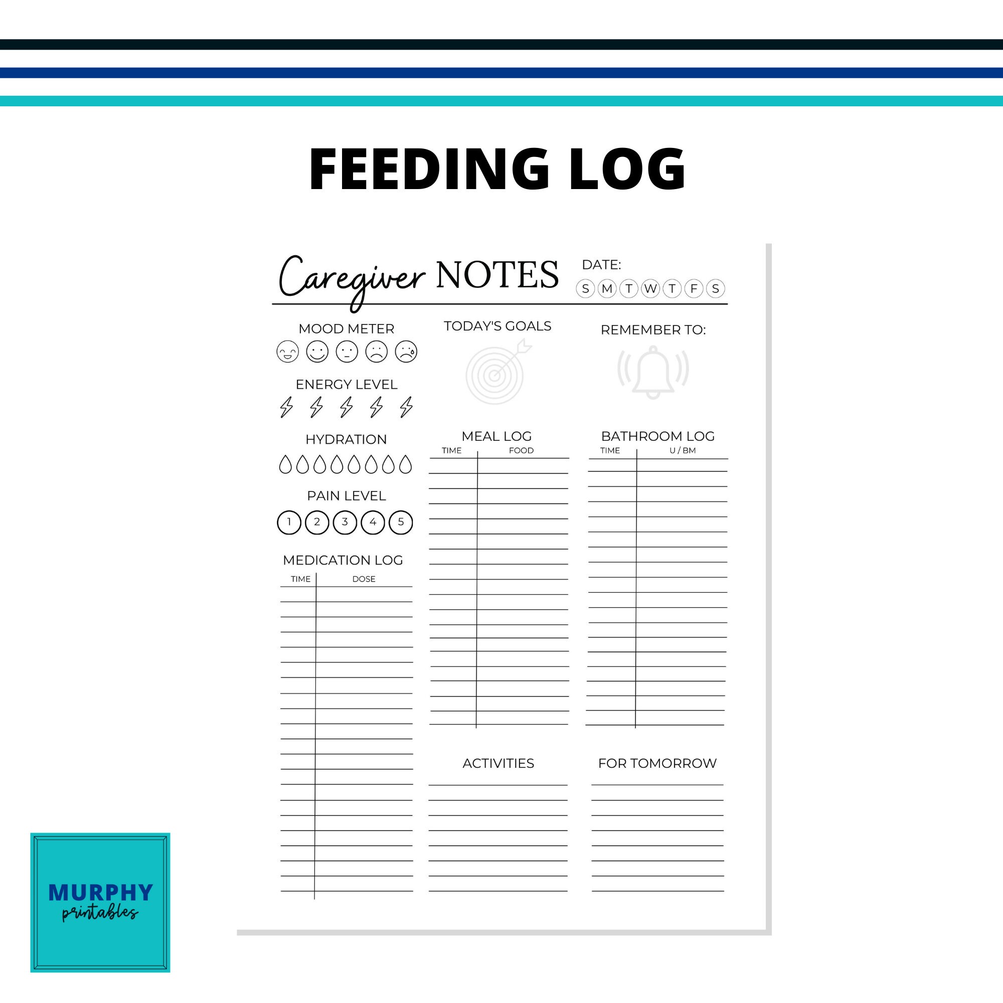Caregiver Daily Planner Printable for Elder Care Adult Day Care Daily ...