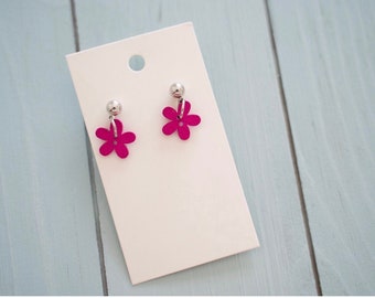 FLOWER BUTTON EARRINGS | stud earrings, gift for daughter, cute earrings, wood flower earrings